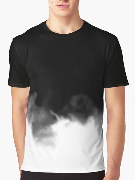 

Gradient Graphic Short Sleeve Casual Tee, Black-white, T-shirts