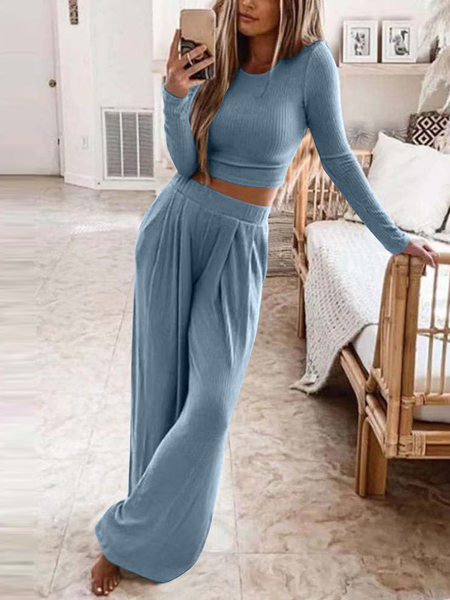 

Solido Cotone miscele Girocollo Suits, Blu, Suit