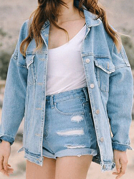 

Vintage Off Shoulder Jacket, Lightblue, Coats & Jackets