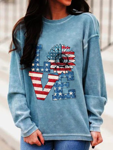 

Elegant Crew Neck Floral Casual Shirts & Tops, Blue, Hoodies & Sweatshirts