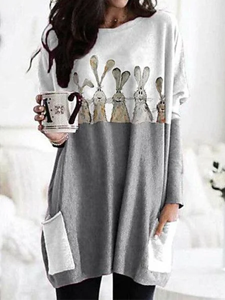 

Loosen Cotton Blends Shirts & Tops, Gray, T-Shirts