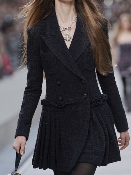 

Long Sleeve Elegant Lapel Outerwear, Black, Blazers