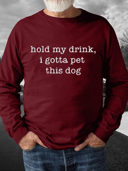 

Funny text print round neck long sleeve sweatshirt, Red, Hoodies&Sweatshirts