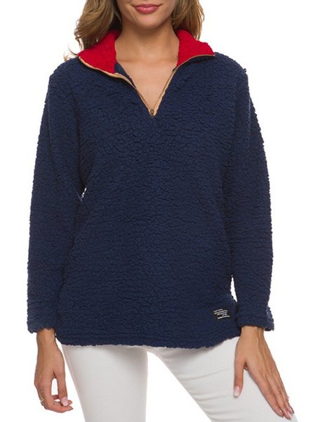 

Loosen Casual V Neck Sweatshirts, Navy blue, Hoodies & Sweatshirts
