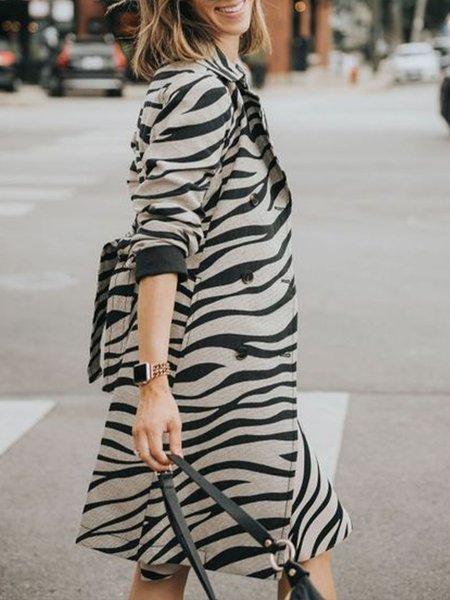 

Flat Collar Regular Fit Trench Coats, As picture, Coats