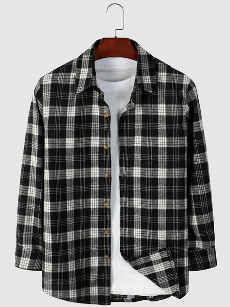 

Shirt Collar Long Sleeve Cotton Blends Shirts & Tops, Black, Blouses&Shirts