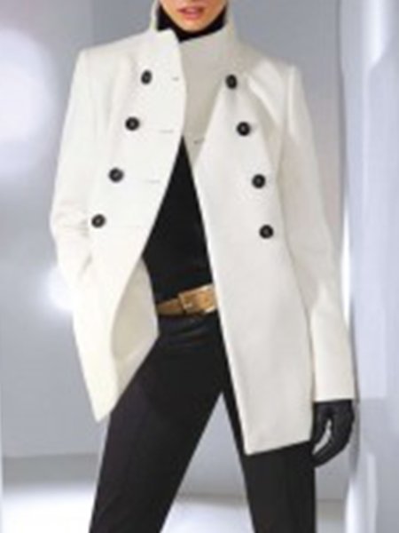 

Elegant Long Sleeve Jacket Outerwear, White, Coats