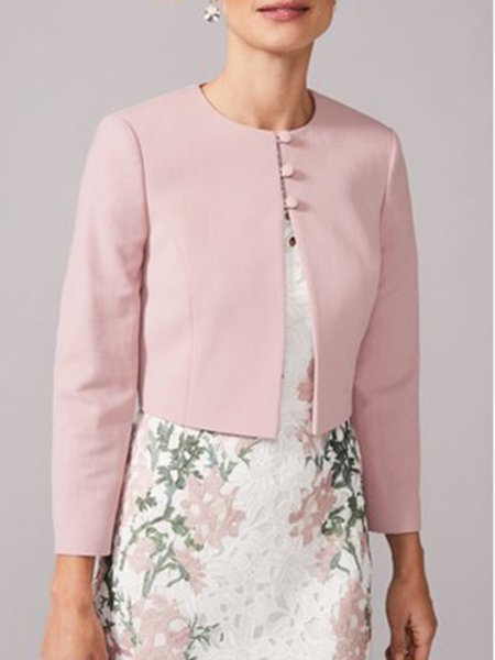 

Long sleeve Solid Regular fit Elegant Outerwear, Pink, Coats