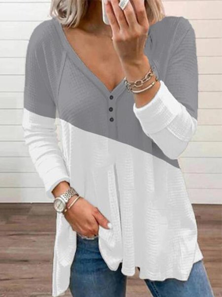 Casuale Maniche Lunghe Abbottonato Top, Come immagine, Blouses & Shirts