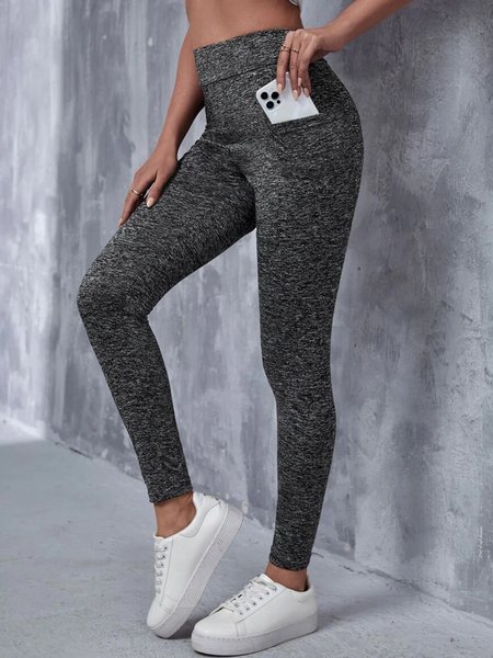 

High-rise leggings with side pockets, Deep gray, leggings