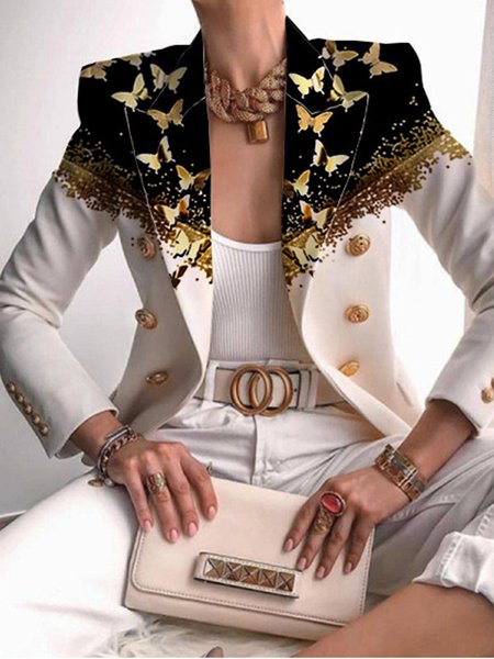 

Vintage Statement Butterfly Regular Fit Outerwear, White, Blazers