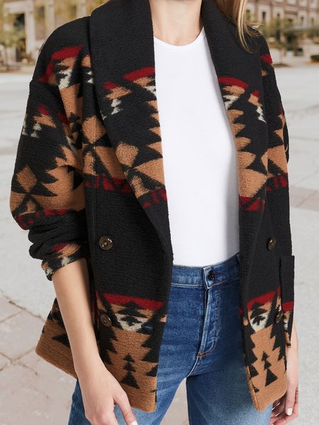 

Ethnic Lapel Regular Fit Outerwear, Multicolor, Cardigans