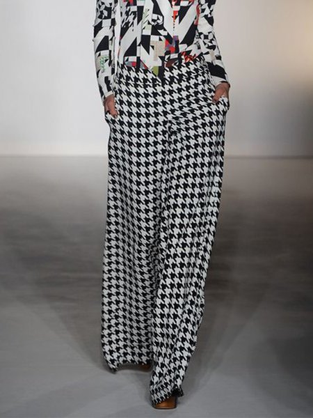

Houndstoosh Regular Fit Pants, Black-white, Wide Leg Pants