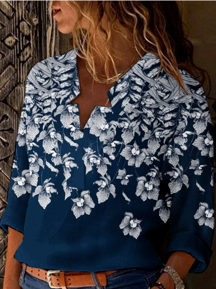 

Floral Shirts & Tops, Navy blue, Long sleeve tops
