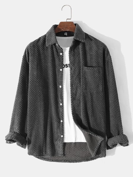 

Long Sleeve Shirt Collar Shirt, Black, Shirts ＆ Blouse