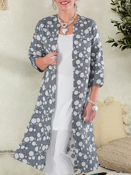 

Casual Household Daily Polka Dots Vintage Outerwear, Gray, Cardigans