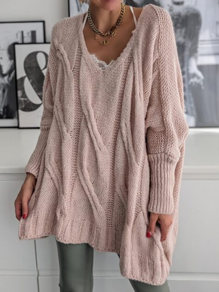 

Casual Cotton Blends Sweater, Pink, Sweaters & Cardigans