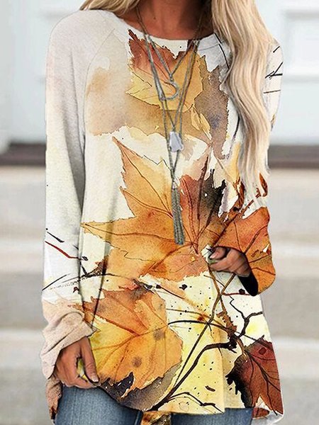 

Autumn Maple Leaf Watercolor Painting Casual Dresses, As picture, Hoodies&Sweatshirts