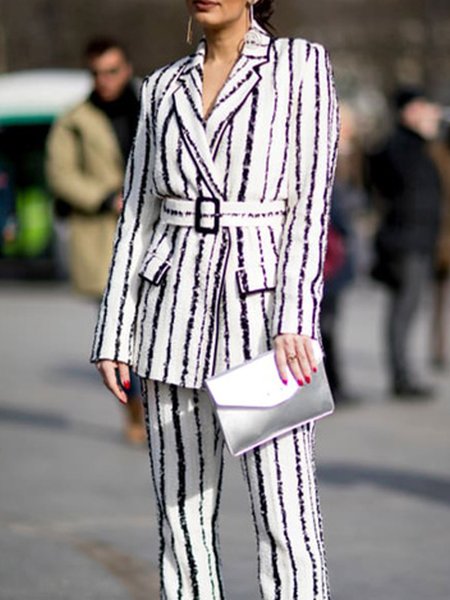 

Striped Outerwear, As picture, Blazers