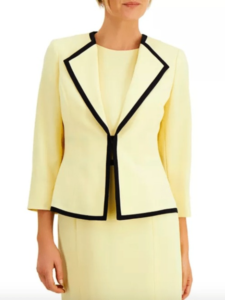 

Fall Color Block Color Block Work Formal Mid-weight Non-Stretch Outerwear, Yellow, Blazers