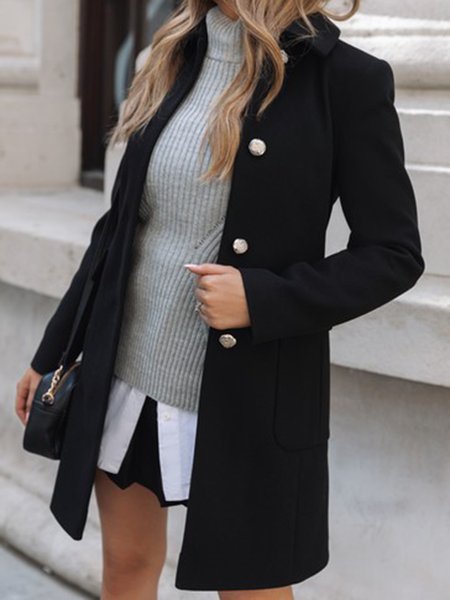 

Long sleeve Regular fit Elegant Lapel Outerwear, Black, Blazers