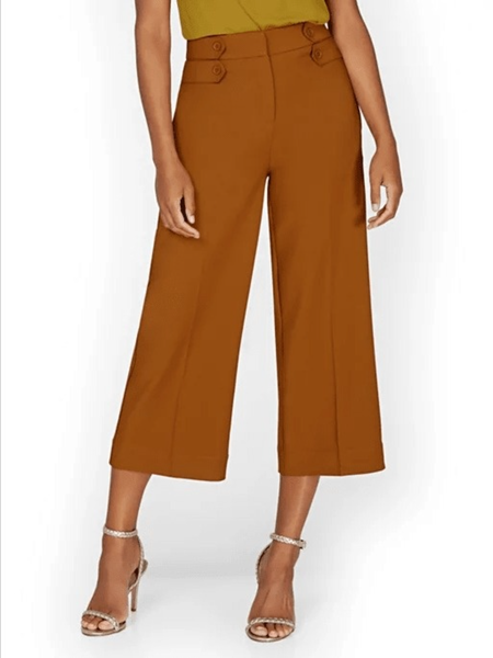 

Fall Loosen Elegant Mid-weight Work Formal Mid-weight Pants, Brown, Wide Leg Pants
