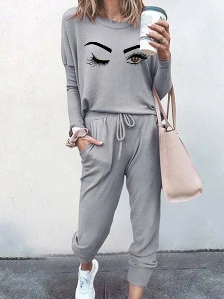 

Casual Plain Suits, Gray, Two-piece Outfits