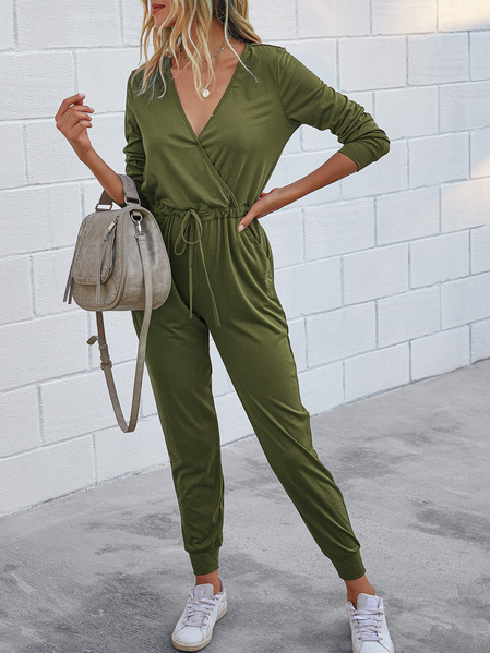 

Loosen Casual Solid Jumpsuit & Romper, Army green, Jumpsuits
