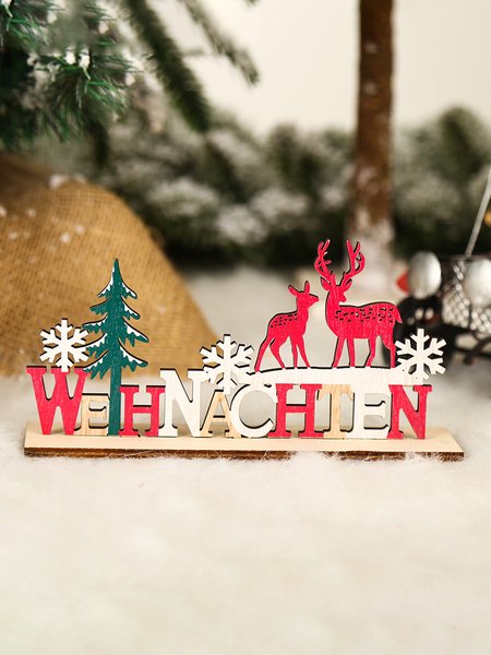 

Christmas Santa Snowman Elk Wooden Ornament, Accessories