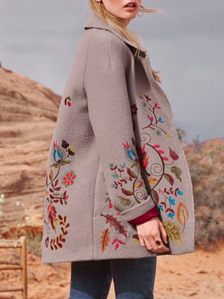 

Elegant Loosen Printed Outerwear, As picture, Coats