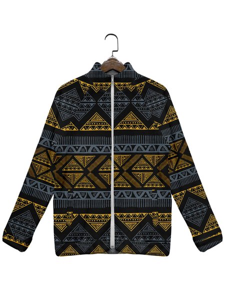 

Fleece Native Print Long Sleeve Zipper Jacket, Blue, Jackets & Coats