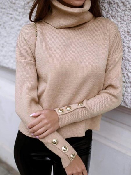 

Loosen Off Shoulder Buttoned Sweater, Apricot, Sweaters & Cardigans