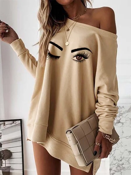 

Printed Long-sleeved Sexy Dresses, As picture, Mini Dresses