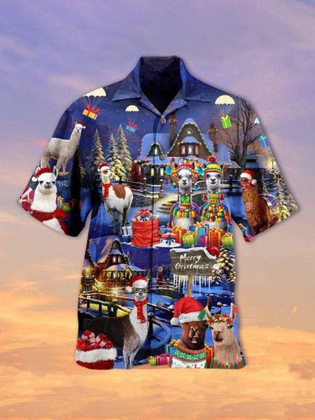 

Shirt Collar Party Christmas Shirts & Tops, Blue, Men's shirts