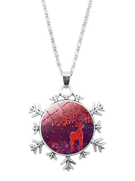 

Christmas Elk Snowflake Necklace, Red, Necklaces