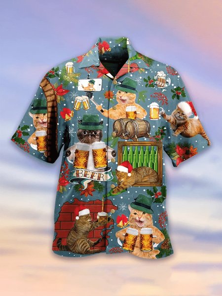 

Shirt Collar Party Short Sleeve Shirts & Tops, As picture, Men's shirts