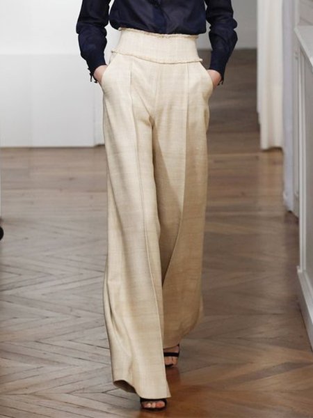 

Work Solid Wide Leg Pants, As picture, Straight Leg Pants