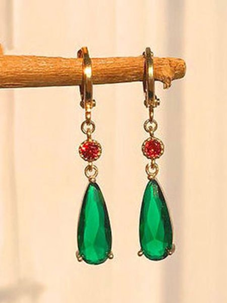 

Simple Emerald Alloy Earrings, As picture, Earrings