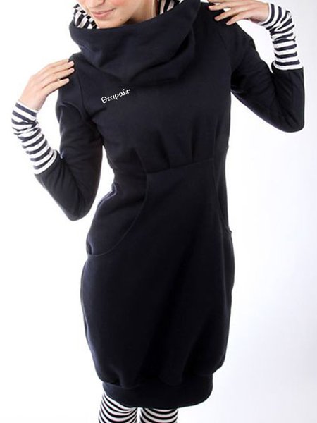 

Turtleneck Casual Cotton-Blend Knitting Dress, Black, Hoodies & Sweatshirts