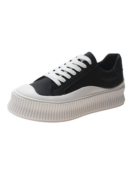 

Casual Simple Lace-up Platform Shoes, Black, Athletic & Casual Shoes