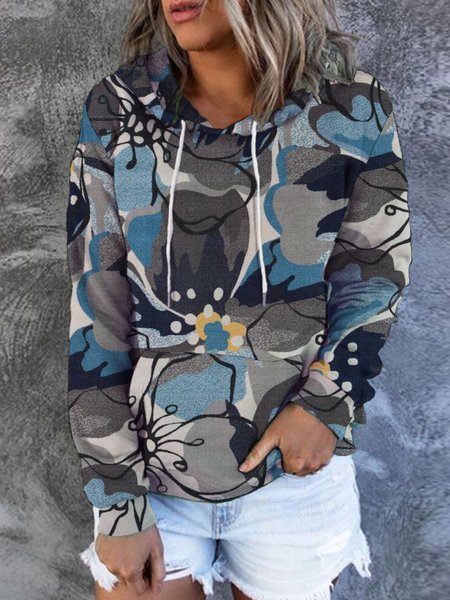 

Casual Floral Sweatshirts, Grey-blue, Hoodies&Sweatshirts