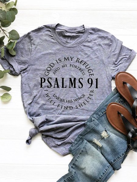

psalms 91 Print Women’s T-shirt, Gray, T-shirts
