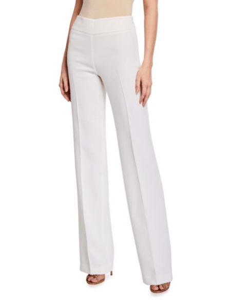 

Fall Plain Regular Fit Work Formal Elegant Simple Slightly stretchy Zipper fly Pants, White, Wide Leg Pants