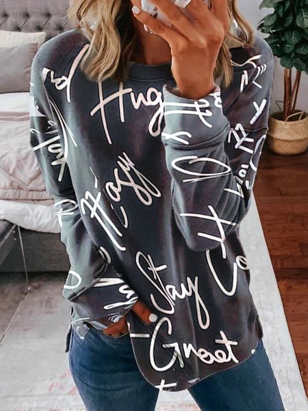 

Casual Letter Sweatshirt, Gray, Hoodies & Sweatshirts