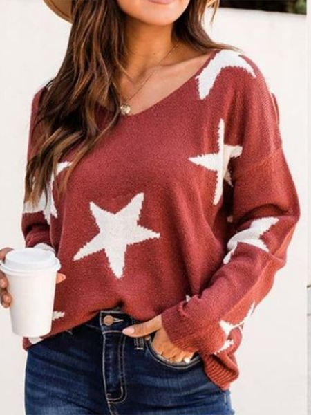 

Loosen One Shoulder Sweater, Brick red, Sweaters & Cardigans