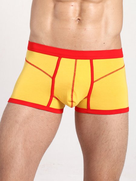

Mens Sexy Ice Silk Printing Waistband Convex Pouch Breathable Casual Boxer Briefs, Yellow, Men's Underwear