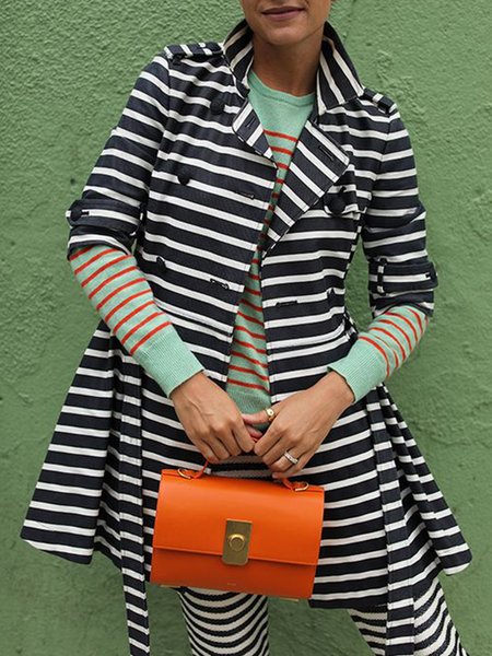 

Striped Work Regular Fit Outerwear, Black-white, Blazers