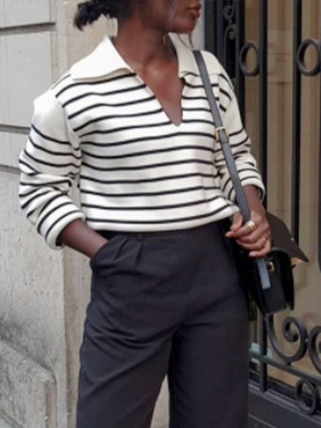 

Casual Striped Loosen Sweater, As picture, Pullovers