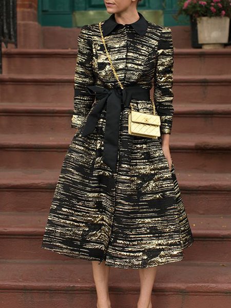 

Lady Regular Fit Lapel Outerwear, Black, Coats