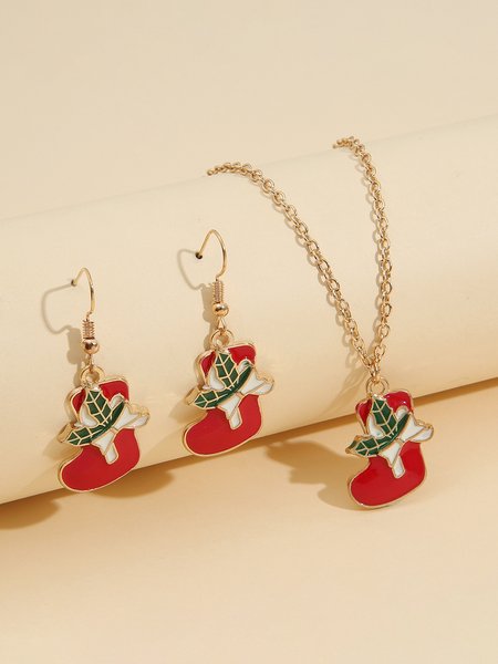 

Christmas Sock Earrings Necklace, As picture, Necklaces